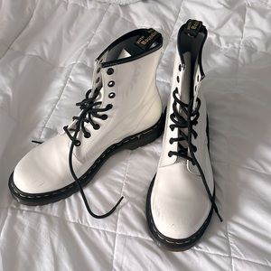 White patent doc martens